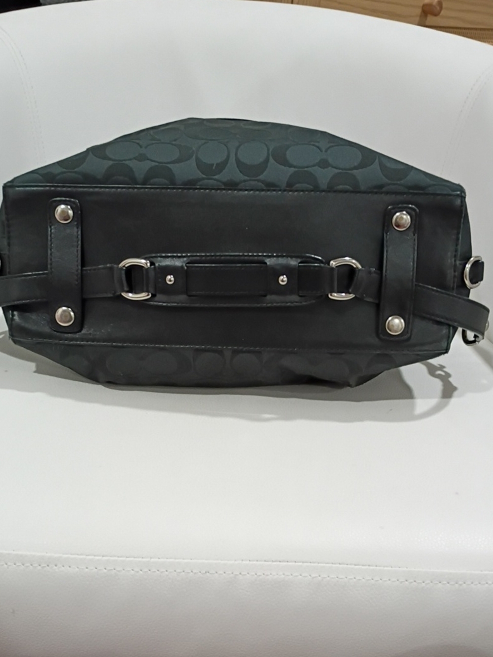 Coach Ashley Black Signature Satchel with Silver Hardware - Picture 3 of 10